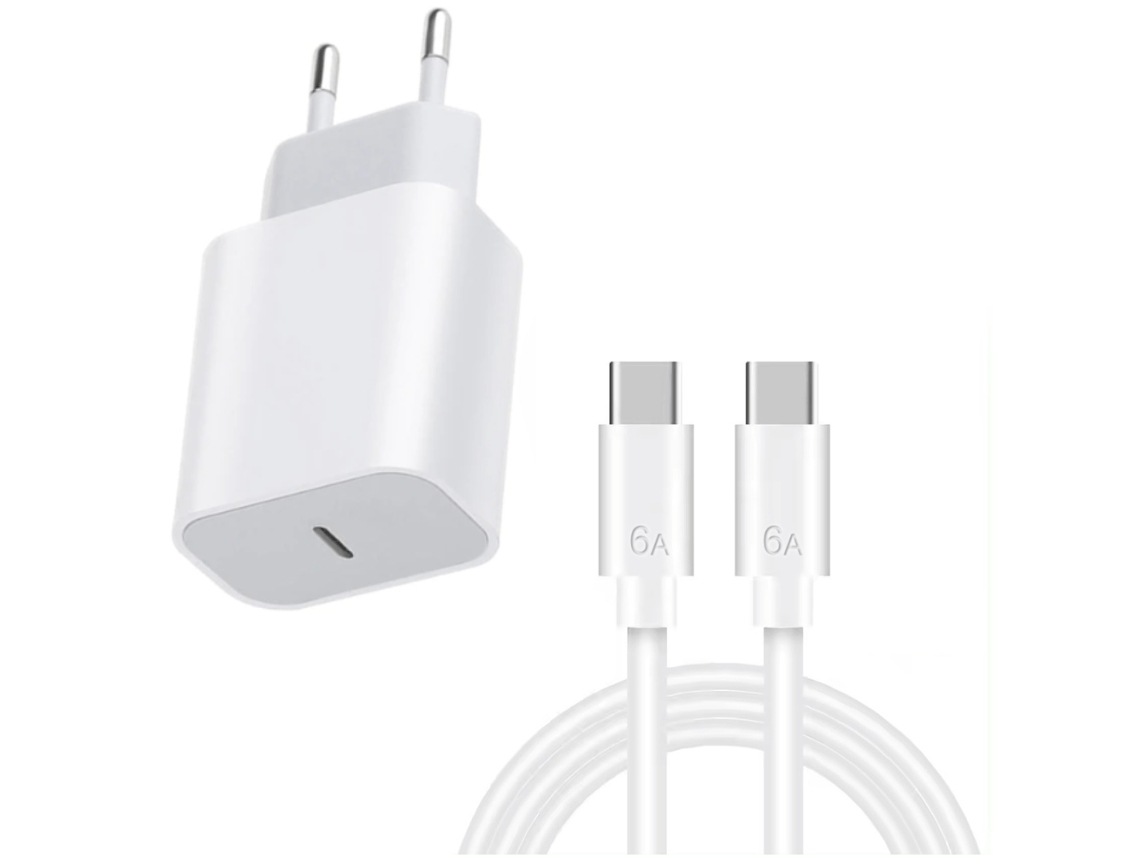 Carregador Rápido Usb-c De 20 W + Cabo De 2 M, 15/16 E Android