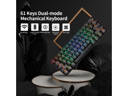 Teclado Mecânico Para Jogos Com 61 Teclas, Modo Duplo Fio 2.4g Sem Fio, Interruptores Vermelhos Rgb
