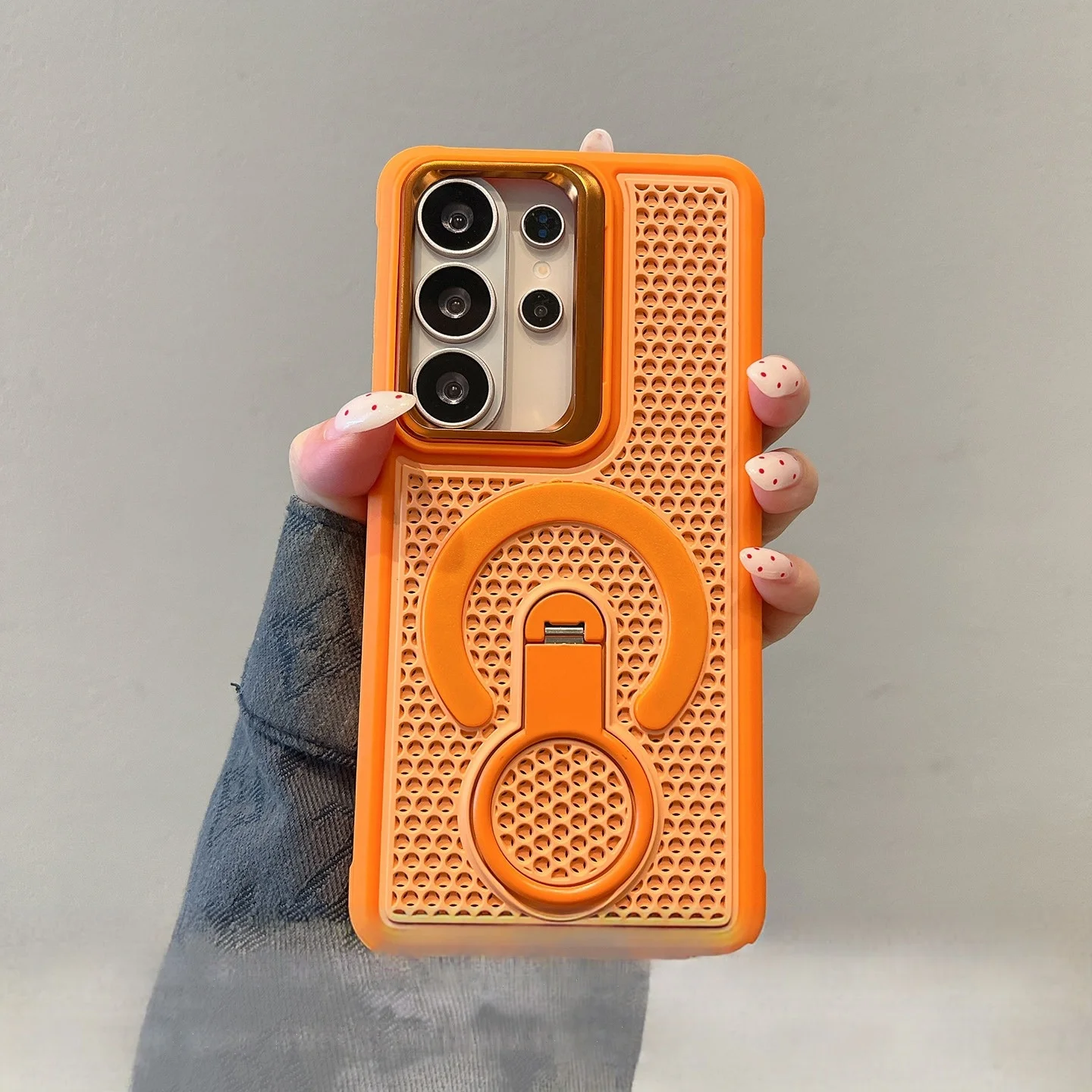 (orange Sam S25fe) Suporte Giratório De 360° Com Dissipação De Calor De Luxo Para Capa De Celular