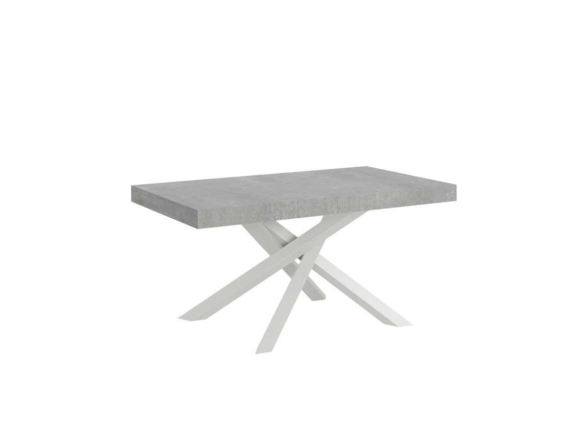 Mesa Extensível Volantis 200/460x90 Cm Concreto Pernas Brancas Itamoby