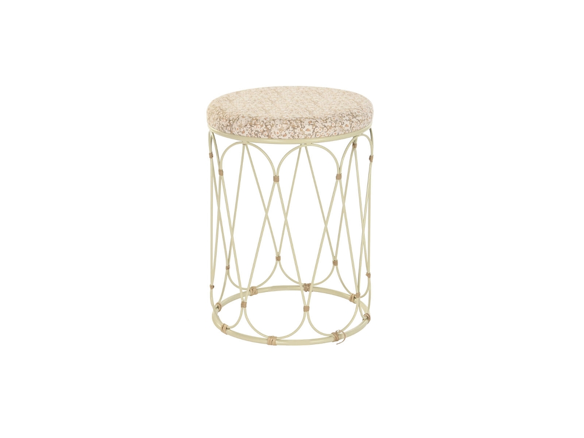 Mesa de Apoio DKD HOME DECOR Natural Metal Creme Rotim (35 x 35 x 49 cm)