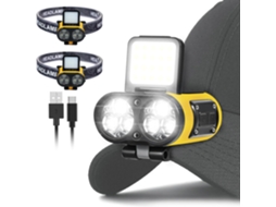 Kit Com 2 Lanternas De Clipe Para Boné De 900lm Com Luz Vermelha, Design À Prova D'água E Resistente À Poeira (amarelas)