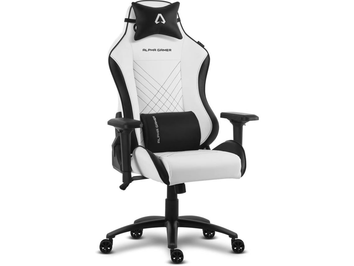Cadeira Gaming ALPHA GAMER Nysa (Outlet Grade A - Até 150 kg - Elevador a gás Classe 4 - Preto e Branco)