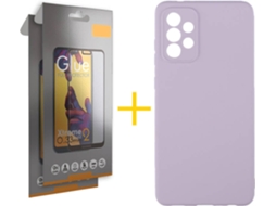 Kit Capa e 2 Películas Samsung Galaxy A52 5G SKYHE Full Silicone Líquido (Roxo)