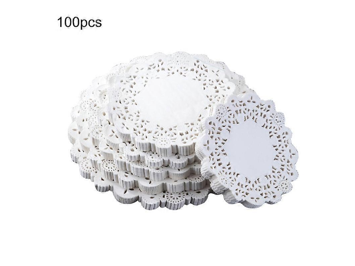 100 Toalhas de Papel Redondas com Recorte para Decoração de Bolo, Festa, Casamento e Bolo Kaesi 6,5 Polegadas