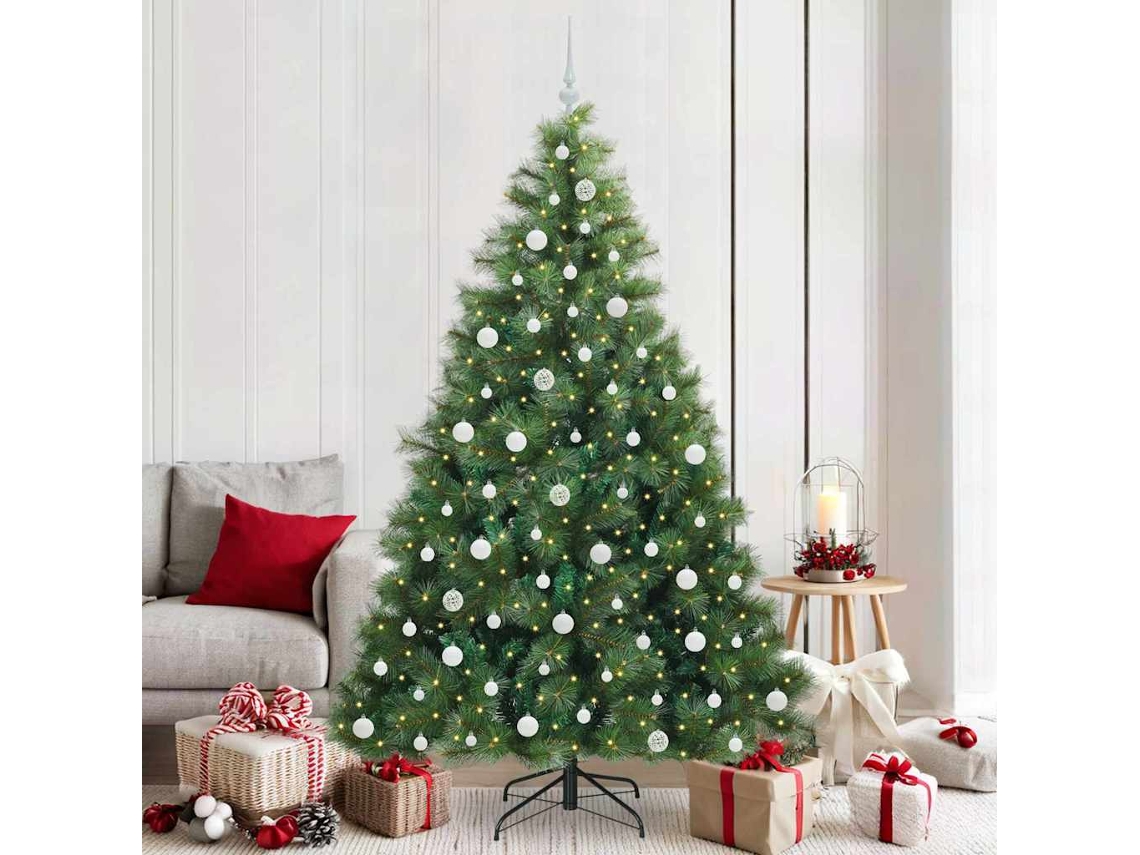 Vidaxl Árvore De Natal Artificial Com 300 Leds Verde 210 Cm Pe E Pvc
