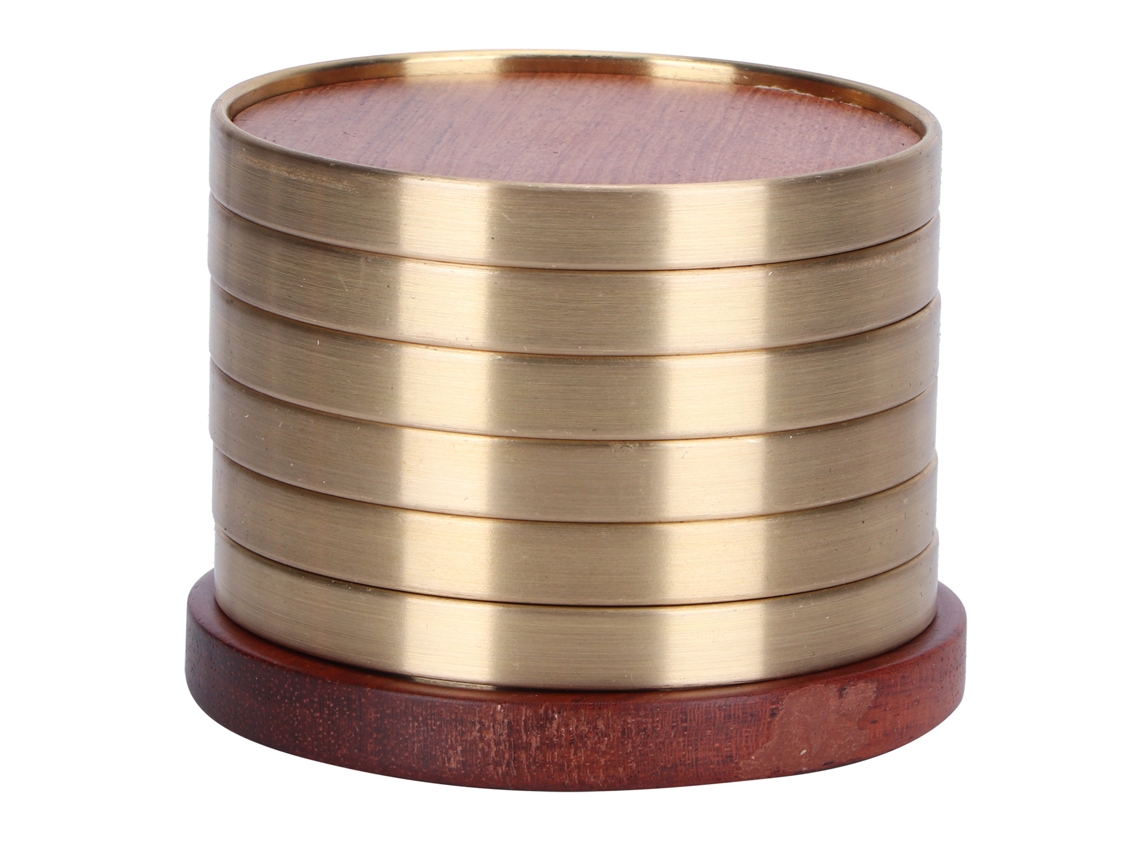 Conjunto de 6 Guardanapos de Chá de Madeira com Prato Base, Cerimônia Chá, Isolante, Rosewood