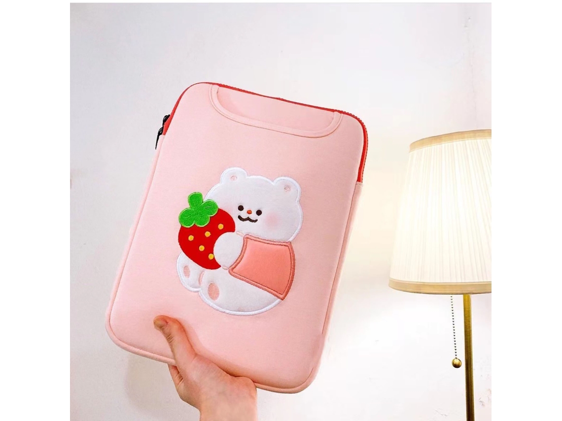 Bolsa Para Laptop E Tablet, 11 Polegadas, Morango Rosa, Novo Desenho, Simples E Portátil.