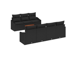 Conjunto de sofá de jardim 8 peças Preto Vime Pe MAISON EXCLUSIVE