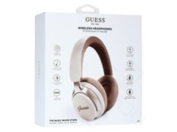Auriculares Guess Estéreo Logotipo Pele Sintética Bluetooth Bege