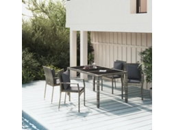 Conjunto 5 Peças Jantar P/ Jardim C/ Almofadões Vime Pe Cinza Dkd Home Decor