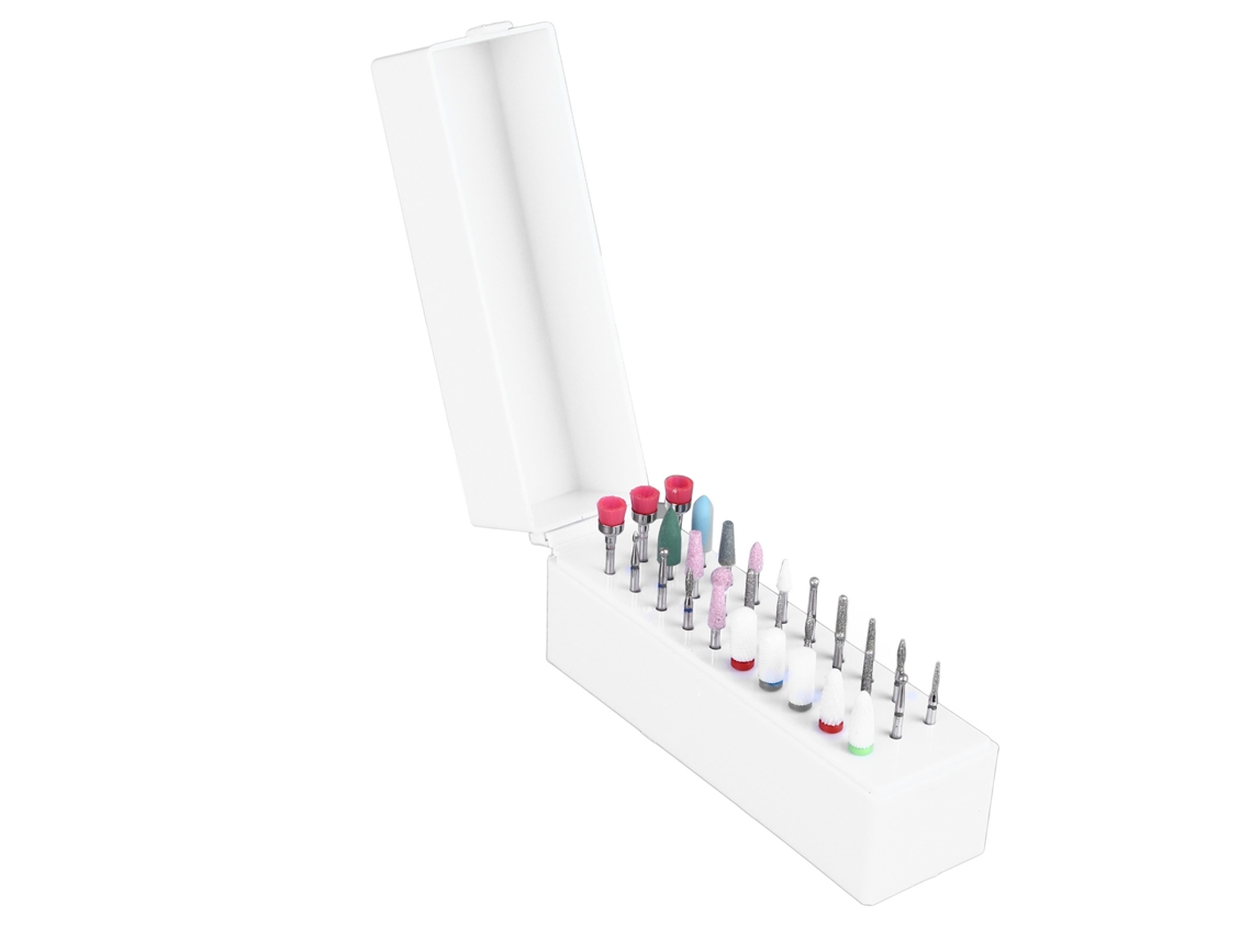 Conjunto De 30 Brocas Para Furadeira De Unhas Profissional Aço Quitamuescas Com Caixa De Armazenamento Para Manicure