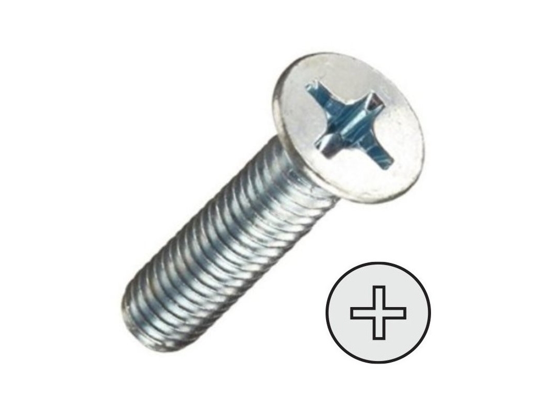 Parafuso de rosca de metal Din 965 de cabeça plana zincado longo 30 mm métrico M-6 UCAFIX