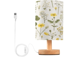 Abajur De Cabeceira Led Com Estampa Floral, Portas Usb, Luminária De Mesa, Luminária De Leitura, Luminária De Mesa Para