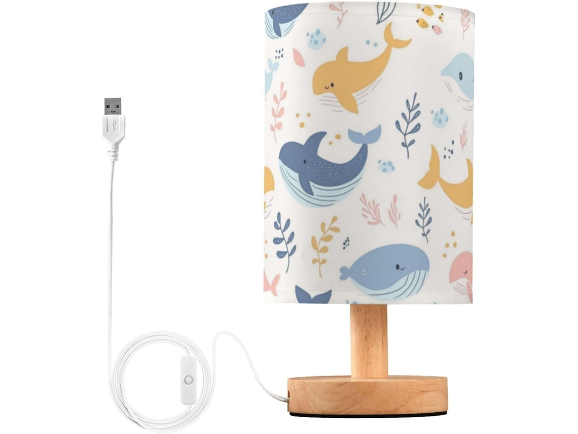Cabeceira Colorida Abajur em Formato Baleia Da Kcldeci, Ideal para Quarto, Estilo Fazenda, Cabeceira de Mesa, Mesa