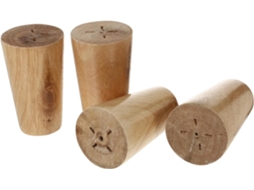Sewacc Conjunto De 4 Pés Móveis Madeira Branca, Redondos E Sólidos, Com Proteção Para O Piso, Para Mesa De Jantar