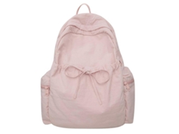 Mochila Escolar Versátil Em Nylon Para Laptop, Mochila Confortável Para Estudantes Do Ensino Fundamental E Médio, Rosa.