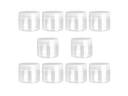 Rebe 10 Recipientes de Plástico Transparentes para Licores, Loción, Viaje, Maquillaje Y Pot Jars 5,9*5,9*3,6cm Blanco