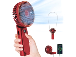 Ventilador Portátil De Mão Lalamoli, 4000mah, 6 Velocidades De Vento, Ventilador Pessoal Dobrável Recarregável Por Usb Vermelho