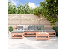 Vidaxl 6 Pcs Conjunto Lounge De Jardim Madeira De Douglas Maciça