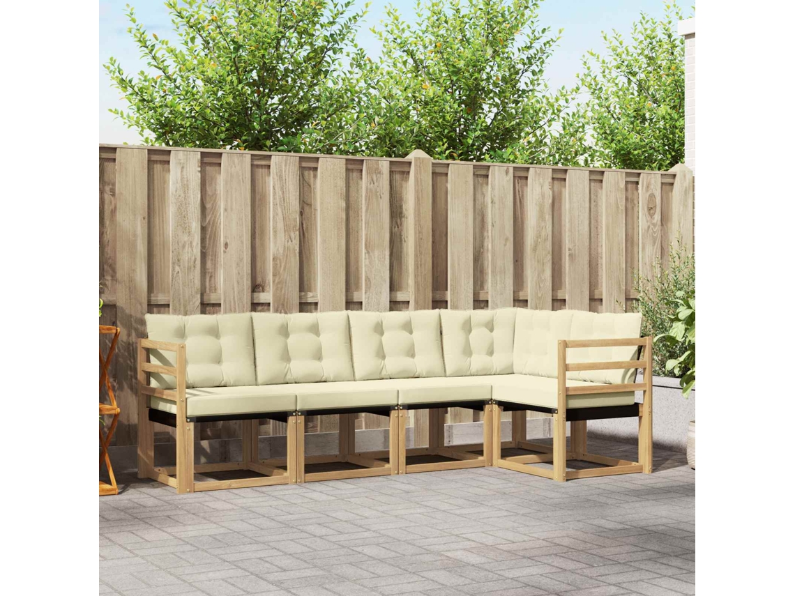 Vidaxl Conjunto De Sofás Para Exterior 5 Unid. Branco E Creme