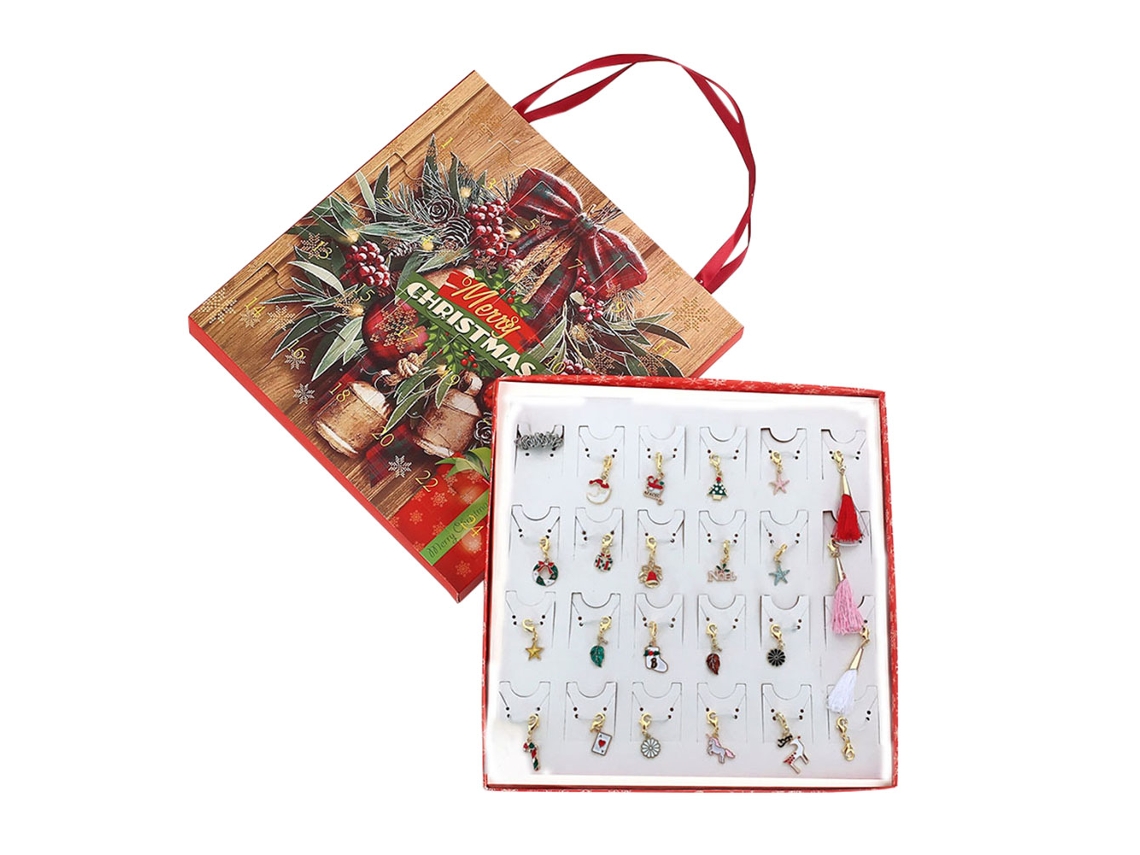 Laxiscreed Calendário De Natal Com Ornamentos E Bracelete Para Crianças, Contagem Festiva Dos Dias Passados