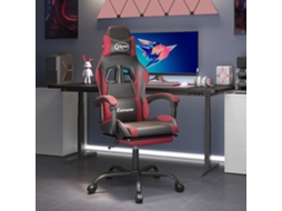 Vidaxl Cadeira Gaming +apoio Pés Couro Artificial Preto/vermelho Tinto
