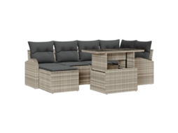 Maison Exclusive - Conjunto De Sofá De Jardim 7 Unid. Cinzento-claro Vime Pe