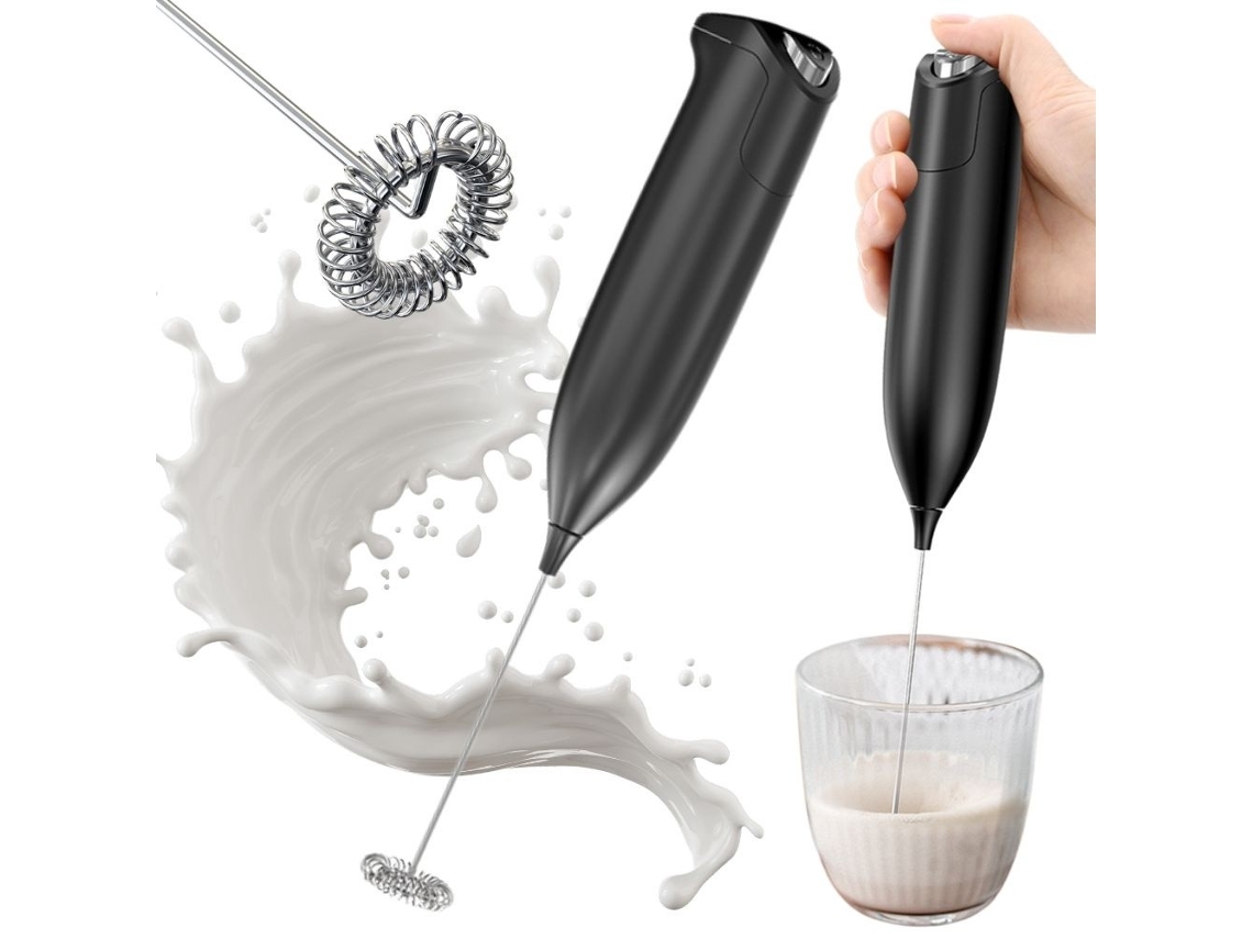 Mini máquina de café elétrica portátil com espuma de leite, função cappuccino e funciona a bateria.