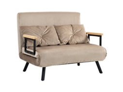 Sofá cama 3 em 1 tecido veludo com encosto regulável e 2 almofadas 102x73x81cm em Marrom Claro | S/MARCA