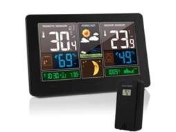 Estação Meteorológica Com Luz De Fundo Ledmonitoramento De Temperatura, Umidade E Pressão Do Ar Interna E Externapreto Zeuxo