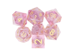 Primerox 7pcs Dados de Resina Transparente com Quicksand Líquido Bordas Afiadas Polyédricos para Rpg