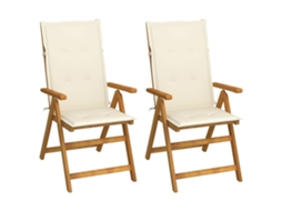 Reclining Folding Chair, Reclining Folding Chairs Vidaxl Creme Madeira (120 X 50 X 3 Cm)