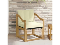 Vidaxl Sofá Exterior Madeira Sólida De Acácia Branco E Creme