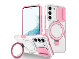 Capa Zruxe Compativel Com Samsung Galaxy S22 5g (suporte Magsafe - Deslizante - Tpu Hibrido Pc - Azulrosa - Branco)