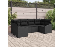 Vidaxl Conjunto De Sofá De Jardim 6 Unid. Preto Vime Pe