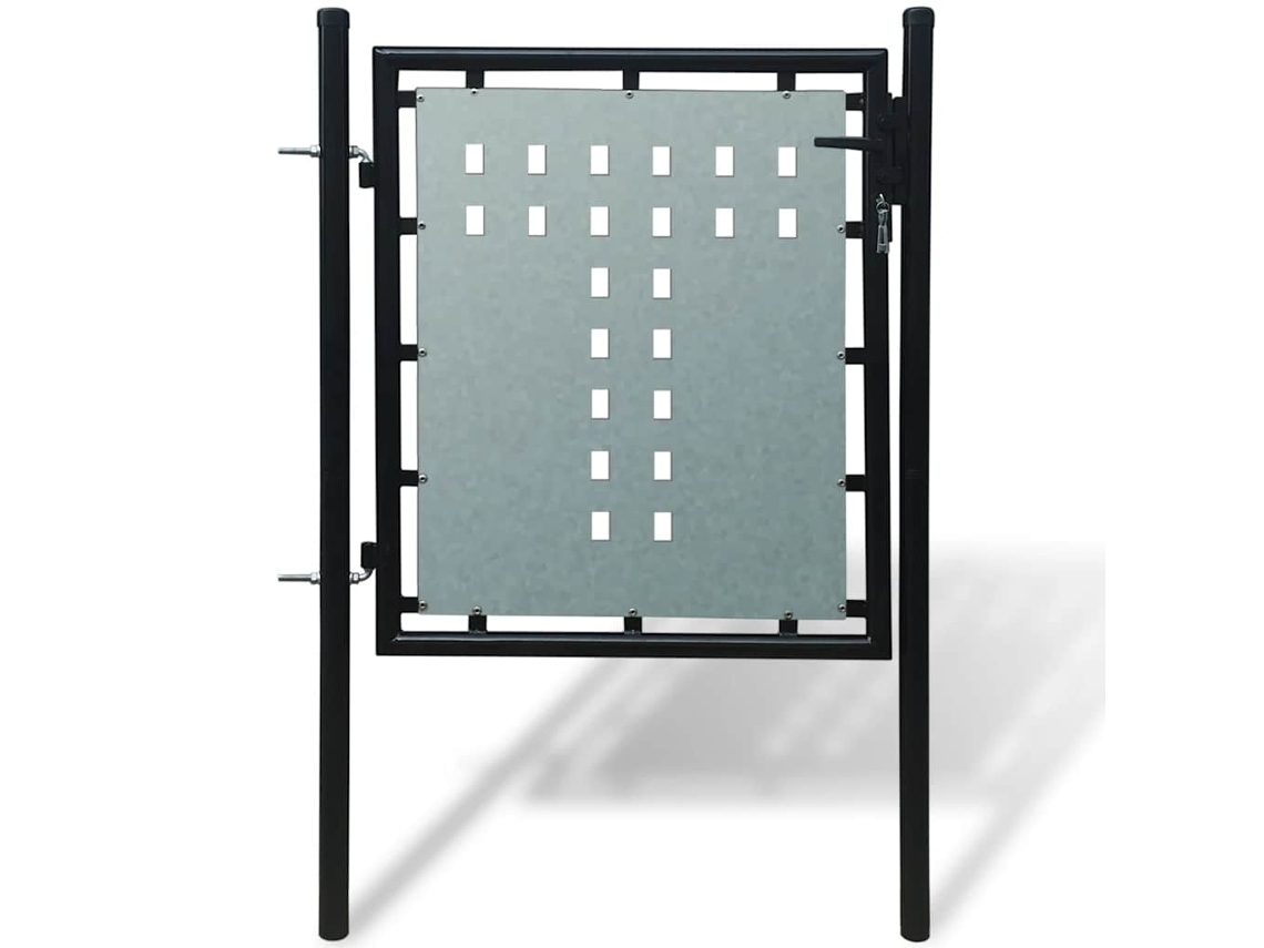 Vidaxl Portão De Cerca De Porta Única Preto 100x100 Cm