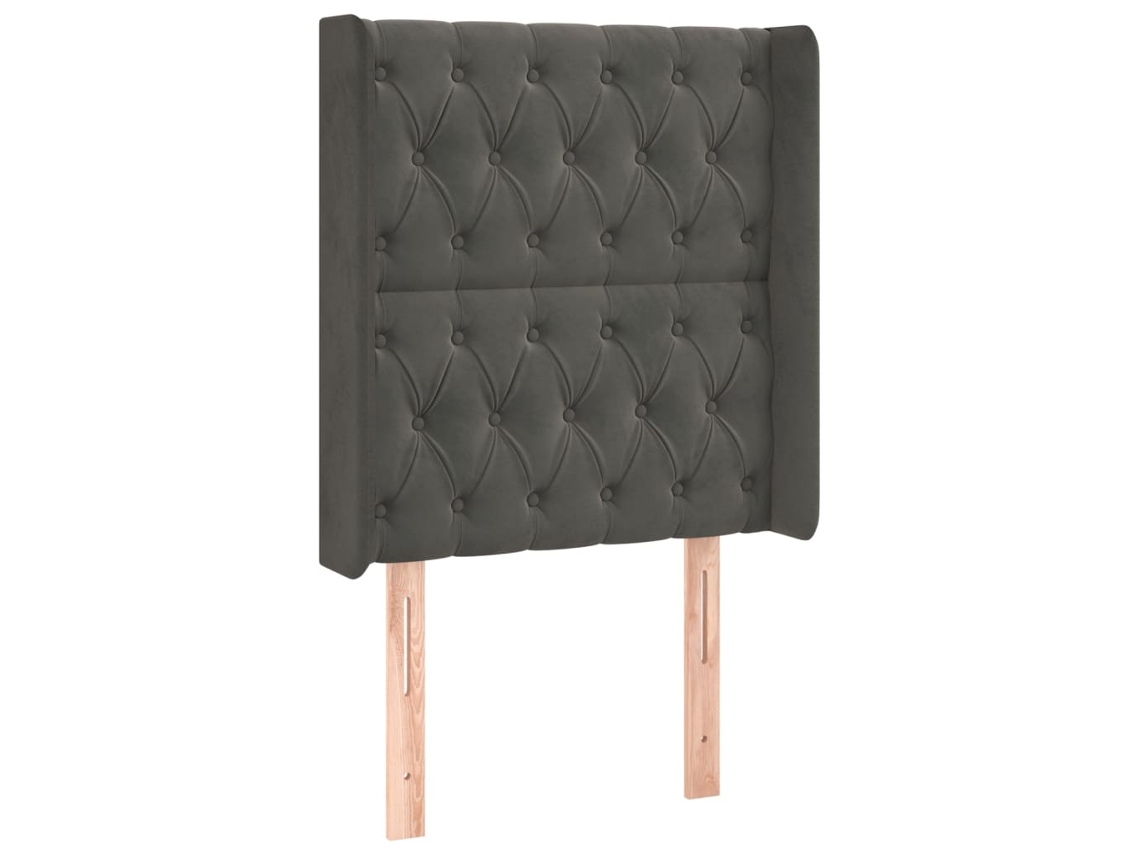 Cabeceira de Cama com Abas Veludo Cinzento Escuro MAISON EXCLUSIVE (83x16x118 cm)