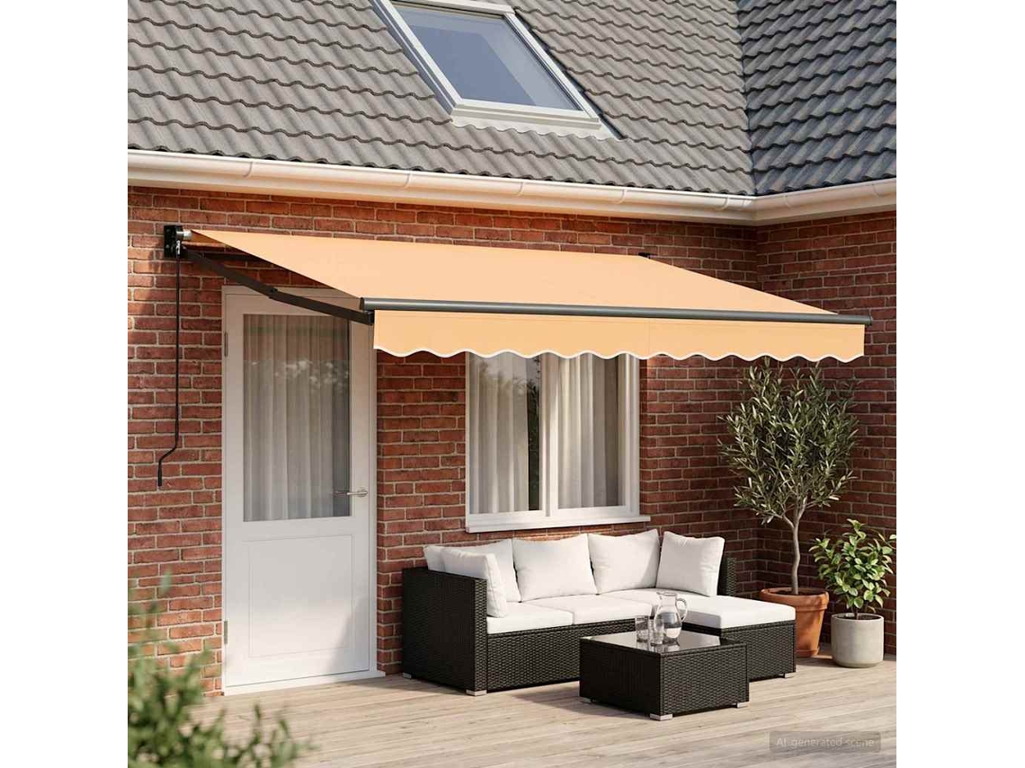 Vidaxl Toldo Retrátil Areia 4 × 3 M 100% Poliéster E Alumínio