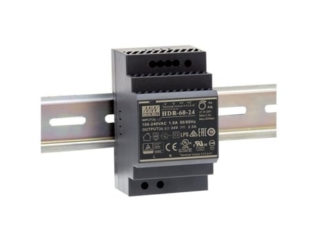 Fonte De Alimentação Mean Well 1 Saída 60 W 24 V 2,5 A Montagem Em Trilho Din Para Uso Industrial