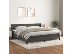 Vidaxl Cama Com Molas/colchão 200x200 Cm Veludo Cinzento-escuro