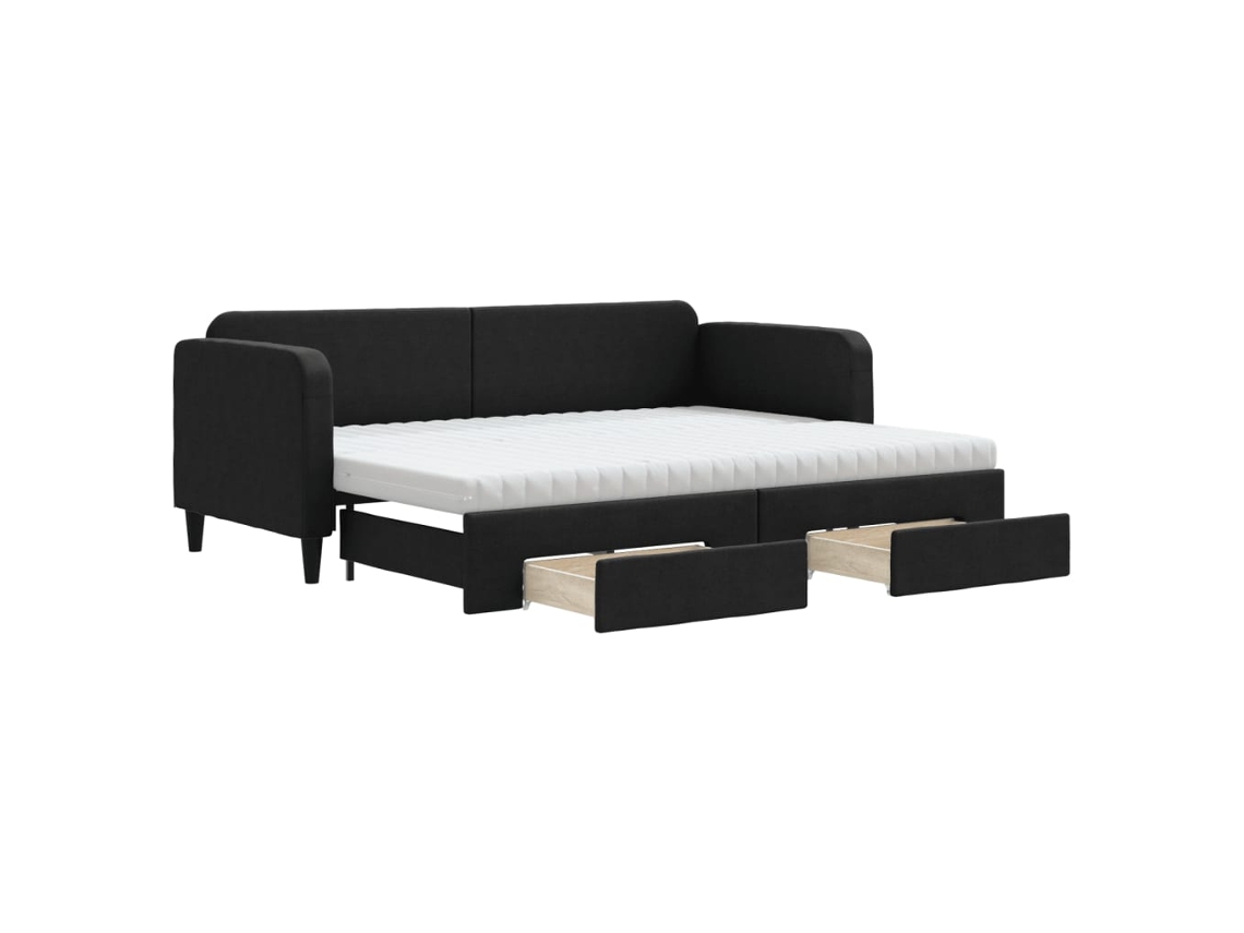 Daybed With Trundle, Daybeds With Trundles Vidaxl Preto Tecido (80 X 200 Cm)