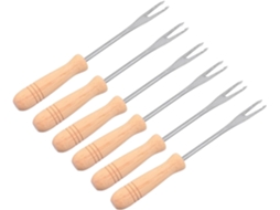 Espetos para Espiga de Milho, Suportes para Espigas de Milho com Cabos de Madeira, Aço Inoxidável, Reutilizáveis, 6 CHABERLU
