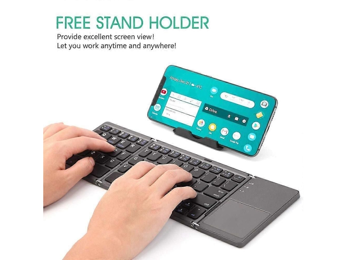 Teclado Dobrável TAISHENGDA, portátil, com Touchpad, compatível com tablets e celulares
