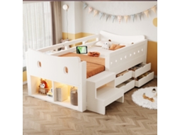 Cama De Criança Em Madeira Branca 90x200 Cm