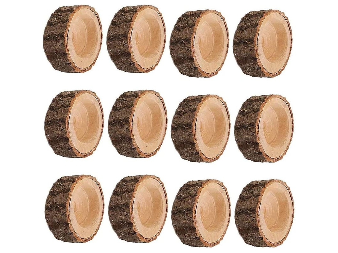 Conjunto De 12 Castiçais De Madeira Para Natal