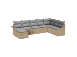 Conjunto 8 Sofá De Jardim Vidaxl Bege Vime Pe (297,5 X 187,5 X 85 Cm)