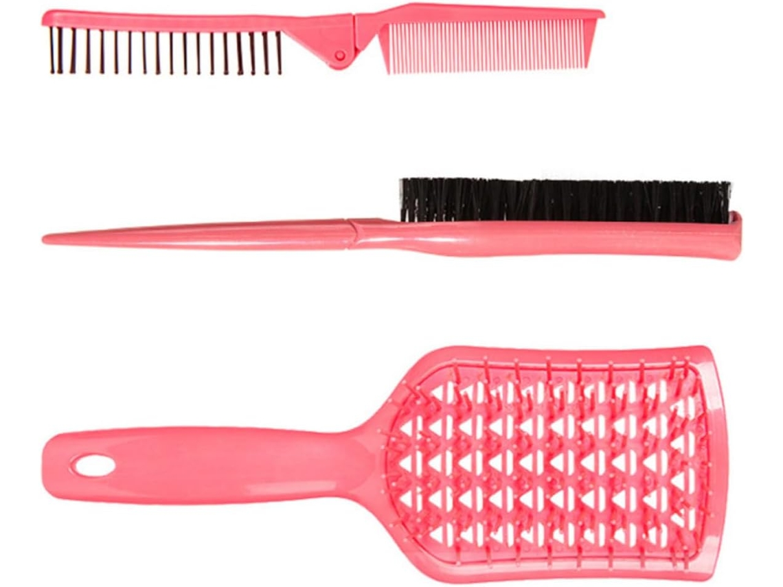 Conjunto De Escovas Para Desfiar E Pentes Desembaraçantes Em Nylon Abs Para Penteados.
