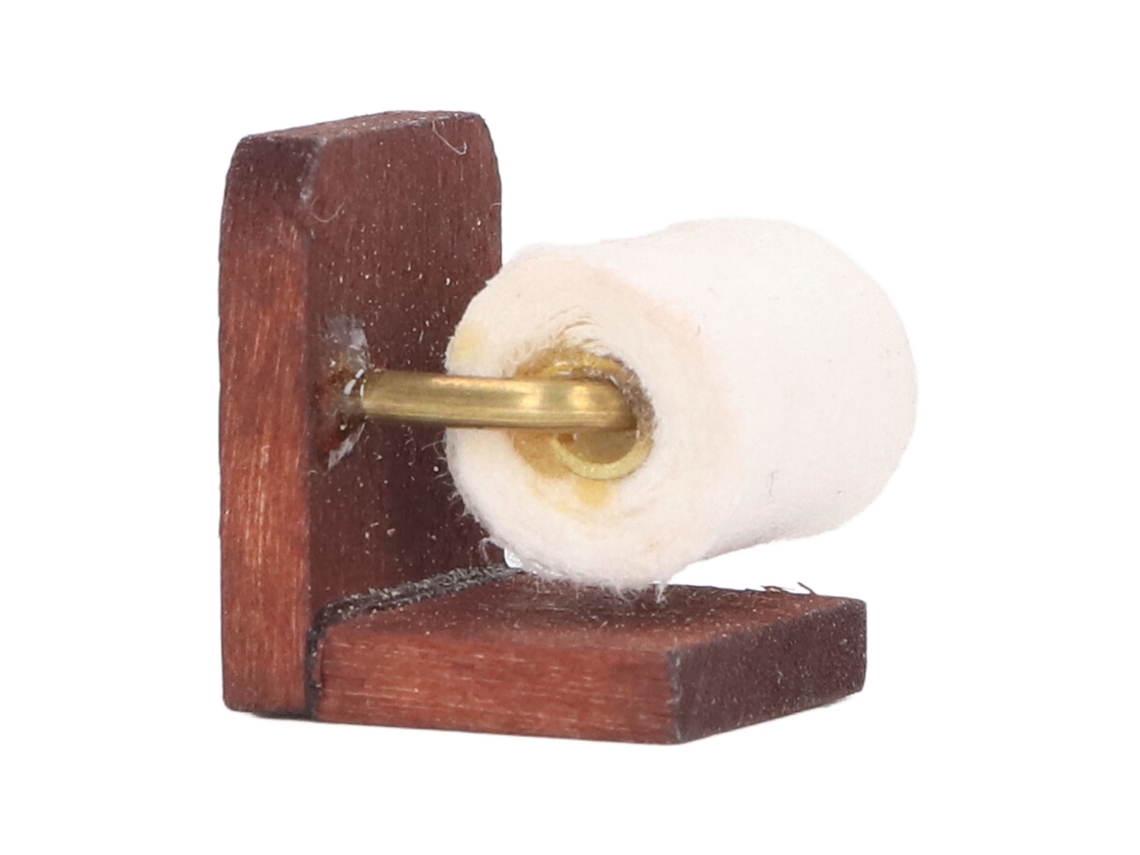 Mali porta rolete de Papel Miniatura 1:12 para Casinha de Bonecas com Material Bétula, Metal e Papel