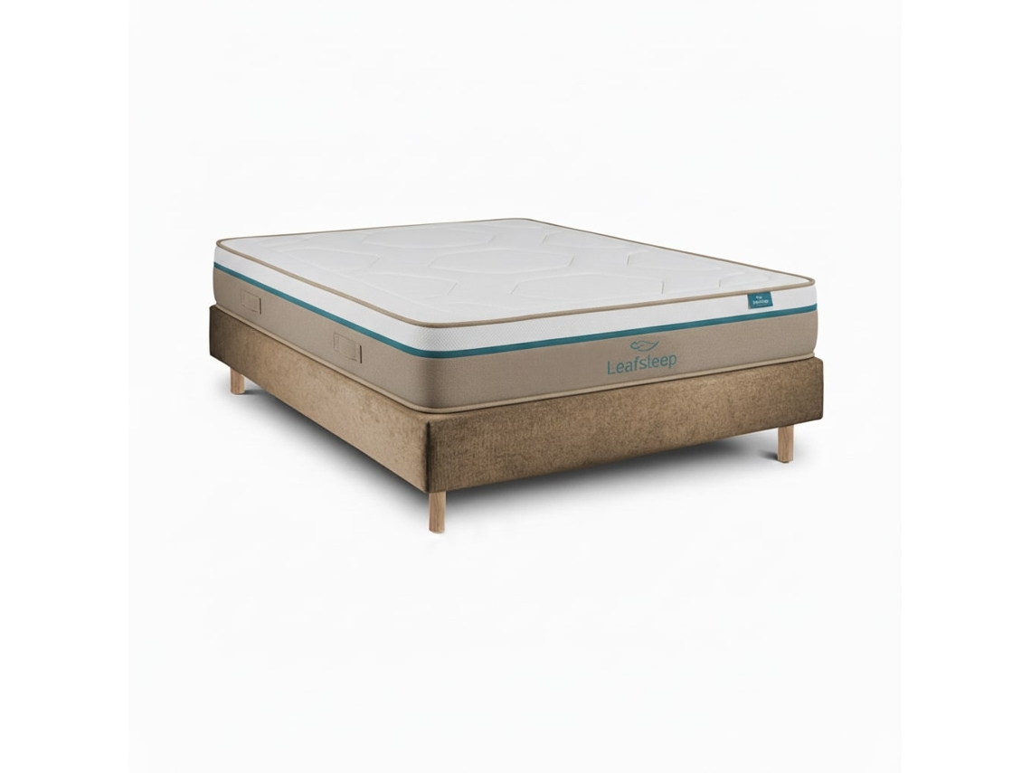 Conjunto Spring Visco E Sommier Taupe - Cama Com Colchão    190 X 90 Cm Altura 62 Cm Leafsleep